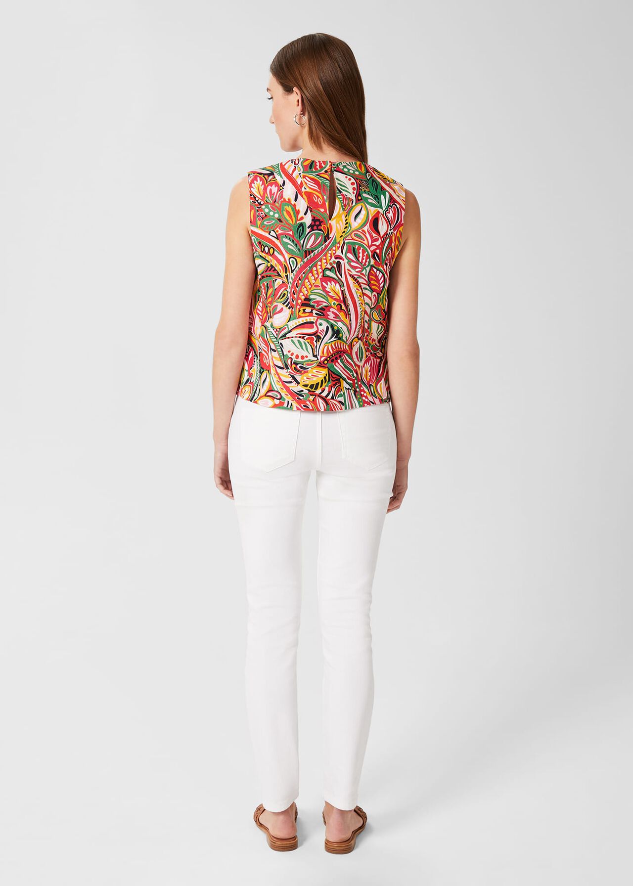 Catriona Linen Sleeveless Top , Multi, hi-res