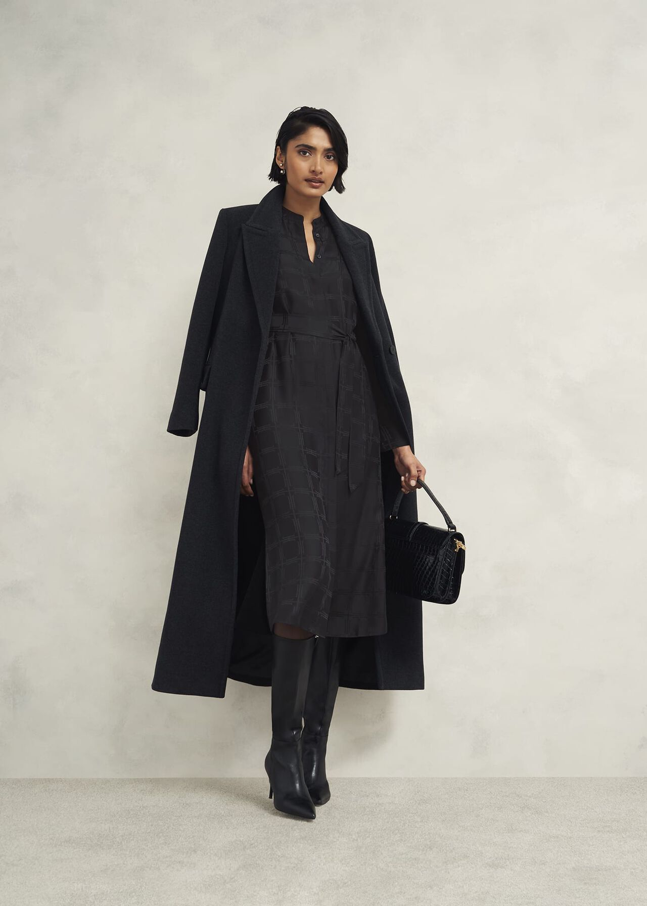 Sloane Silk Dress, Black, hi-res