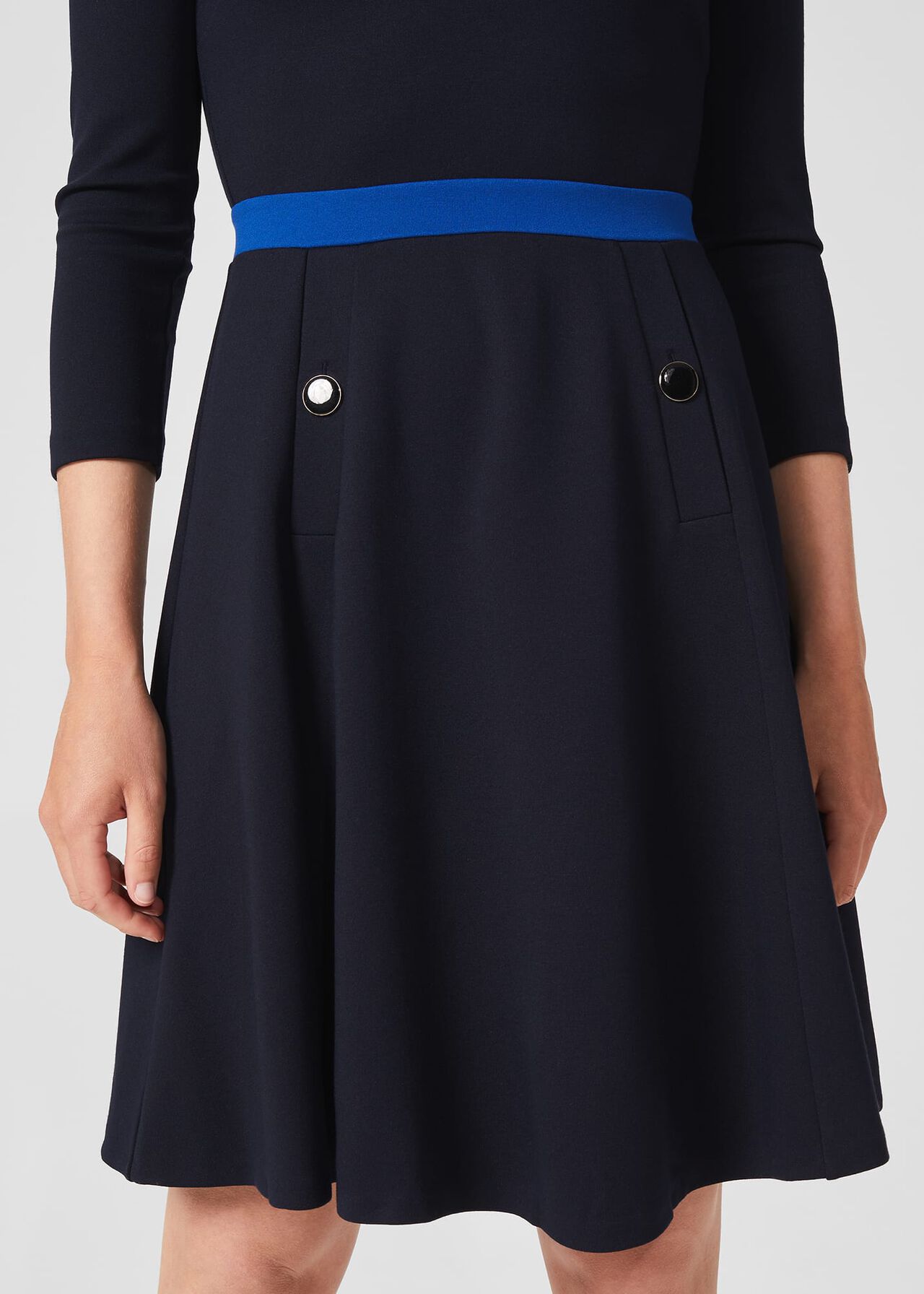 Gina Ponte Jersey Dress, Navy Blue, hi-res