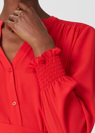 Violet V Neck Dress, Crimson Red, hi-res