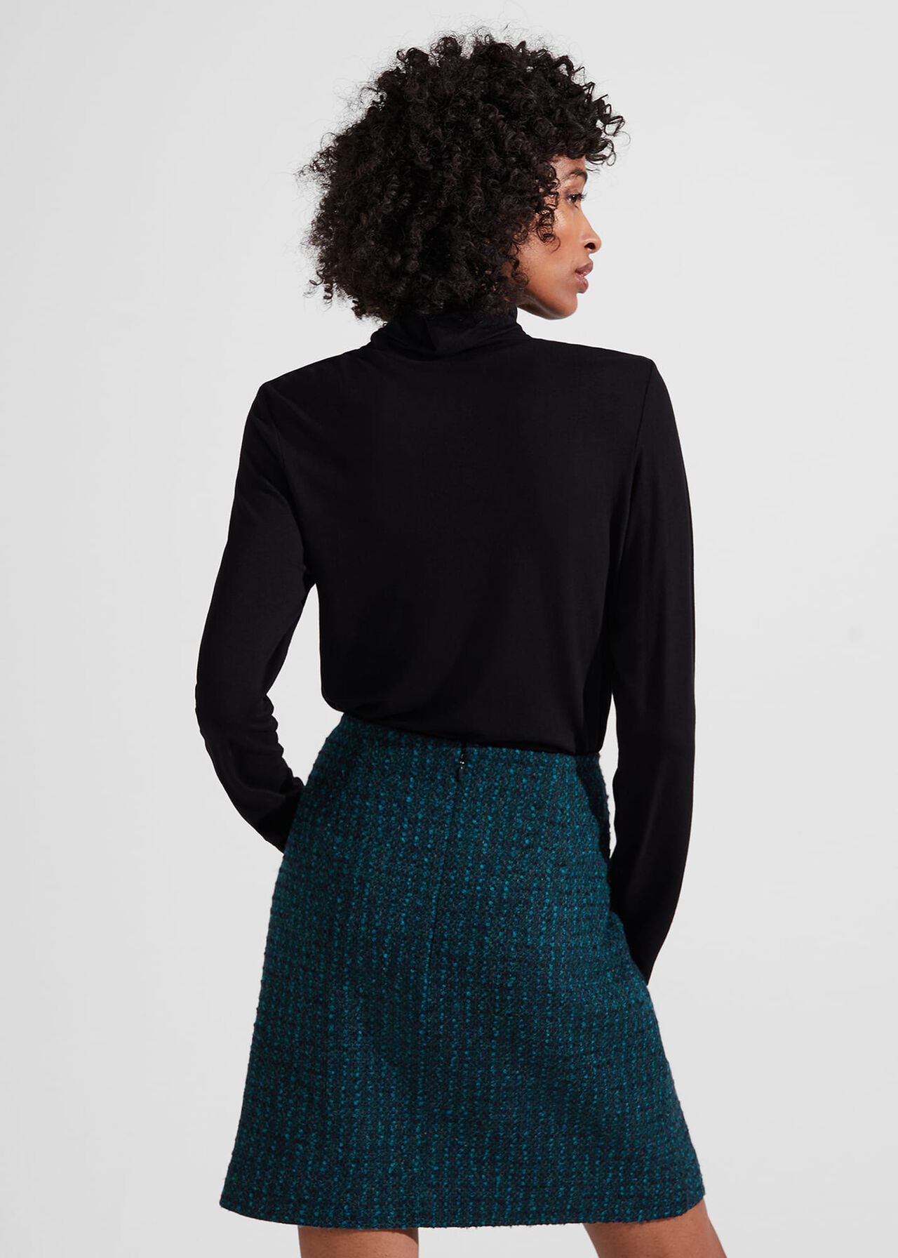 Teia Wool Skirt, Deep Teal Blue, hi-res