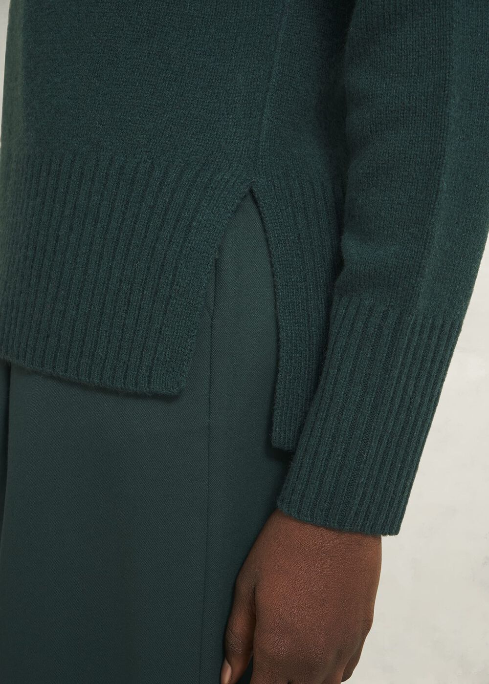 Dark Green Lorraine Wool Blend Turtle Neck Knitted Sweater, Ponderosa Green, hi-res