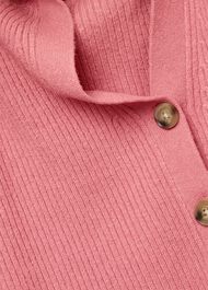 Chloe Ribbed Cardigan, Peony Pink, hi-res
