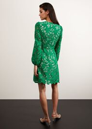 Kew Lace Mini Dress, Green Cream, hi-res