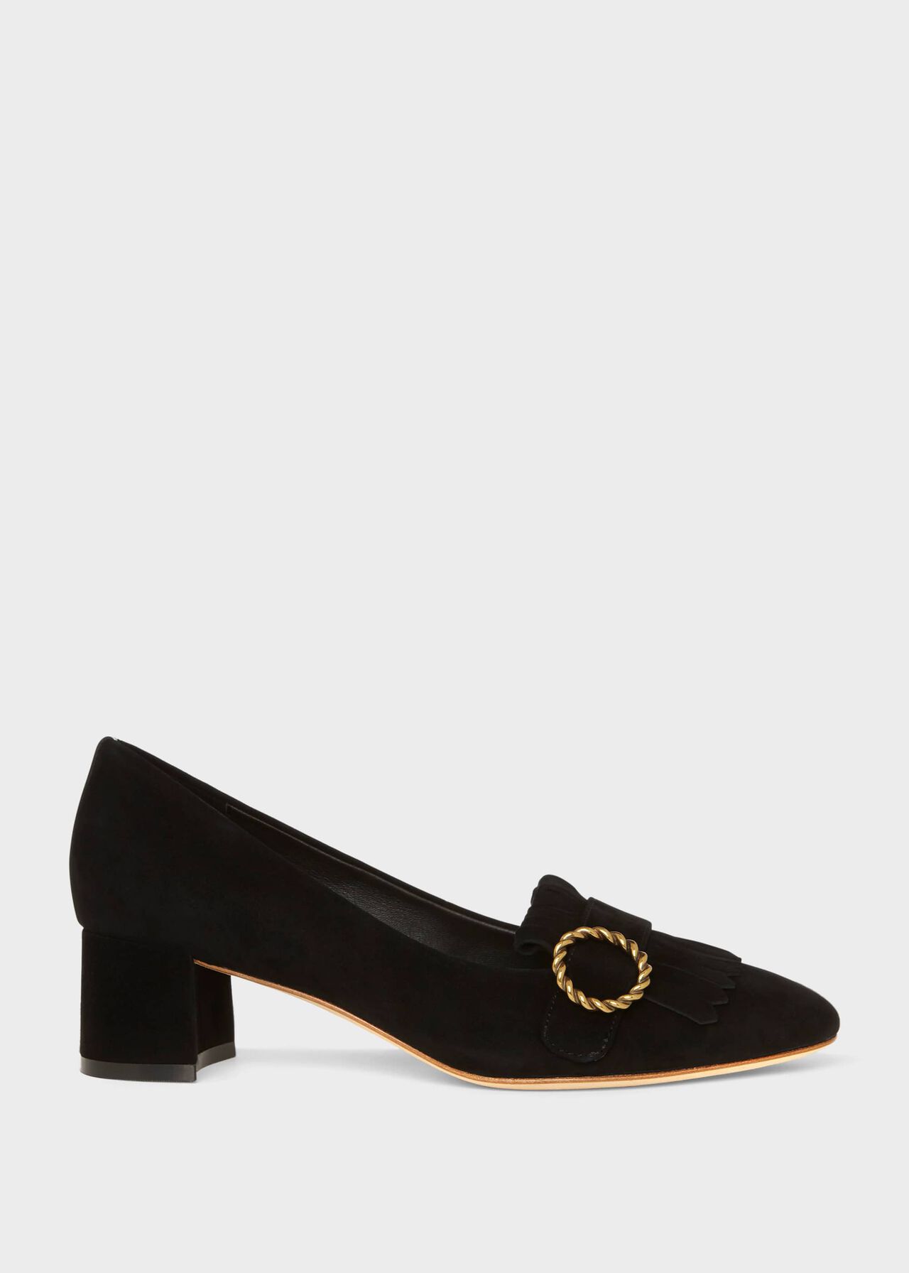 Miriam Suede Court Shoes, Black, hi-res