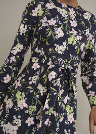 Sabine Floral Tie Dress, Midnight Multi, hi-res