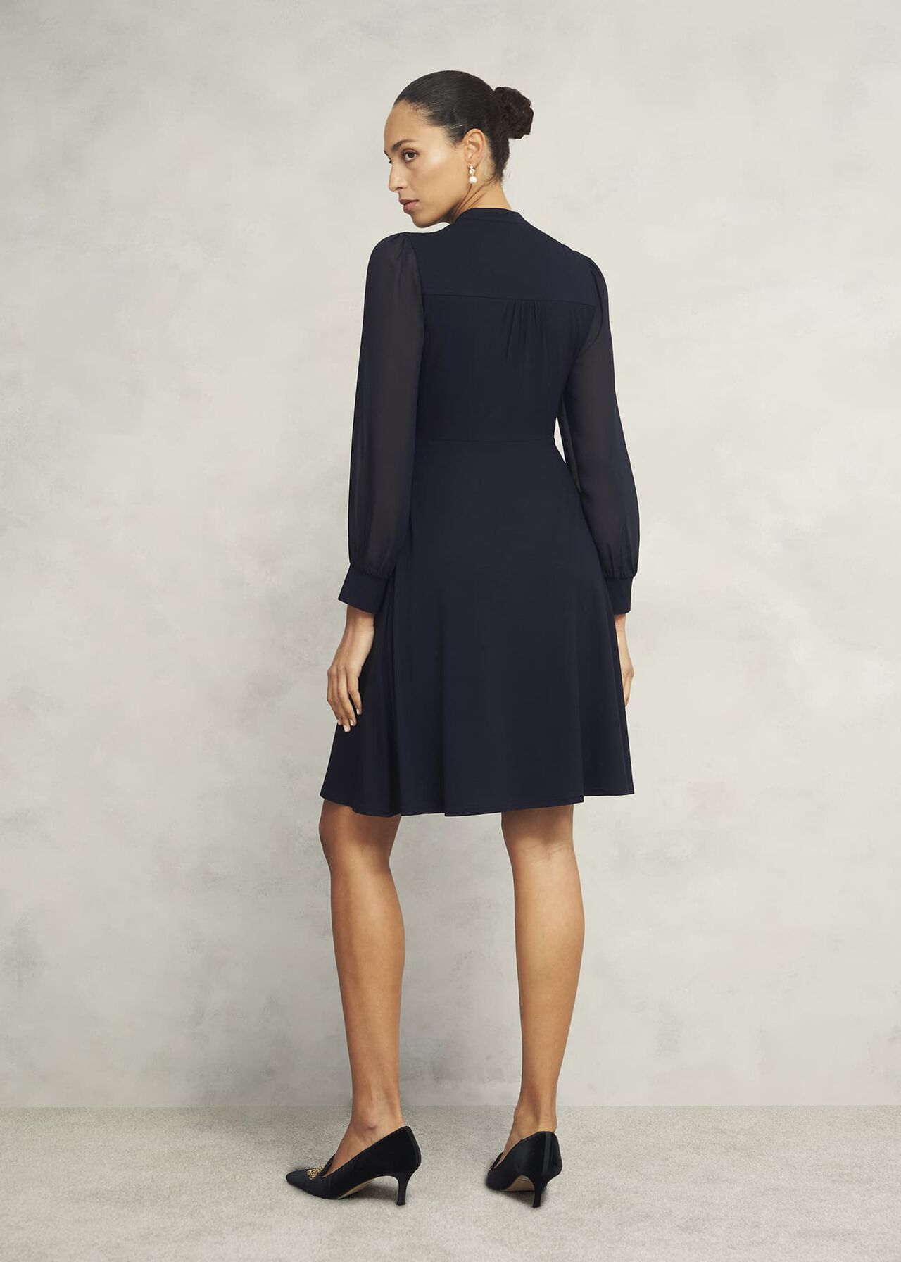 Liberty Jersey Dress, Hobbs Navy, hi-res