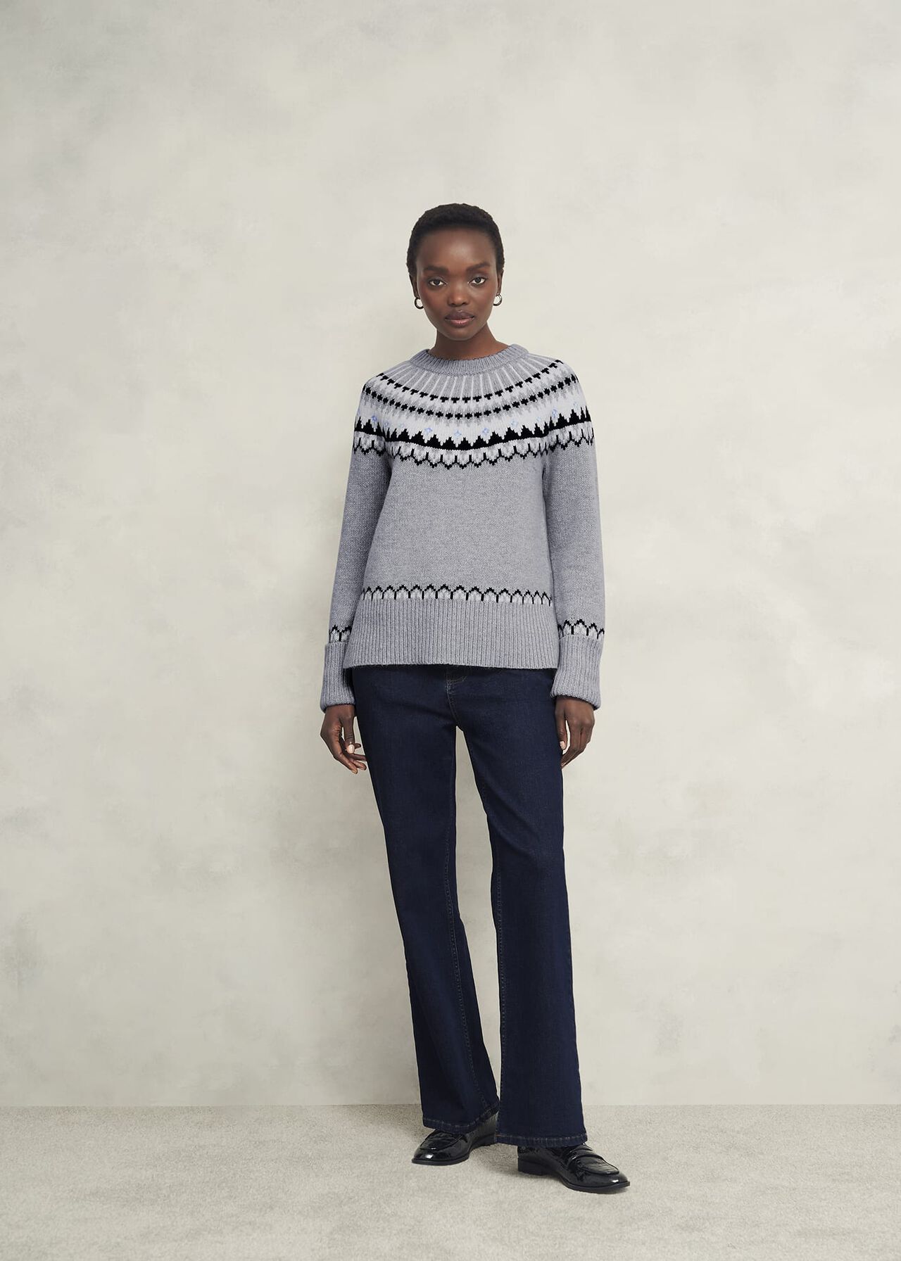 Anya Fairisle Jumper With Alpaca, Mid Grey Marl, hi-res