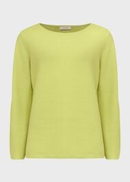 Beatrice Cotton Sweater, Lime Green, hi-res