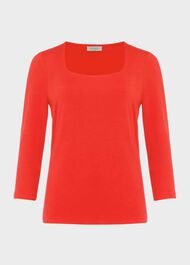 Debbie Double Fronted Top, Coral Red, hi-res