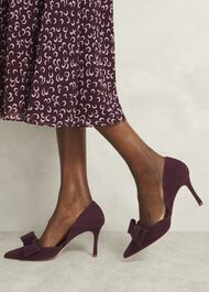 Elva Suede Bow Courts, Onyx Red, hi-res
