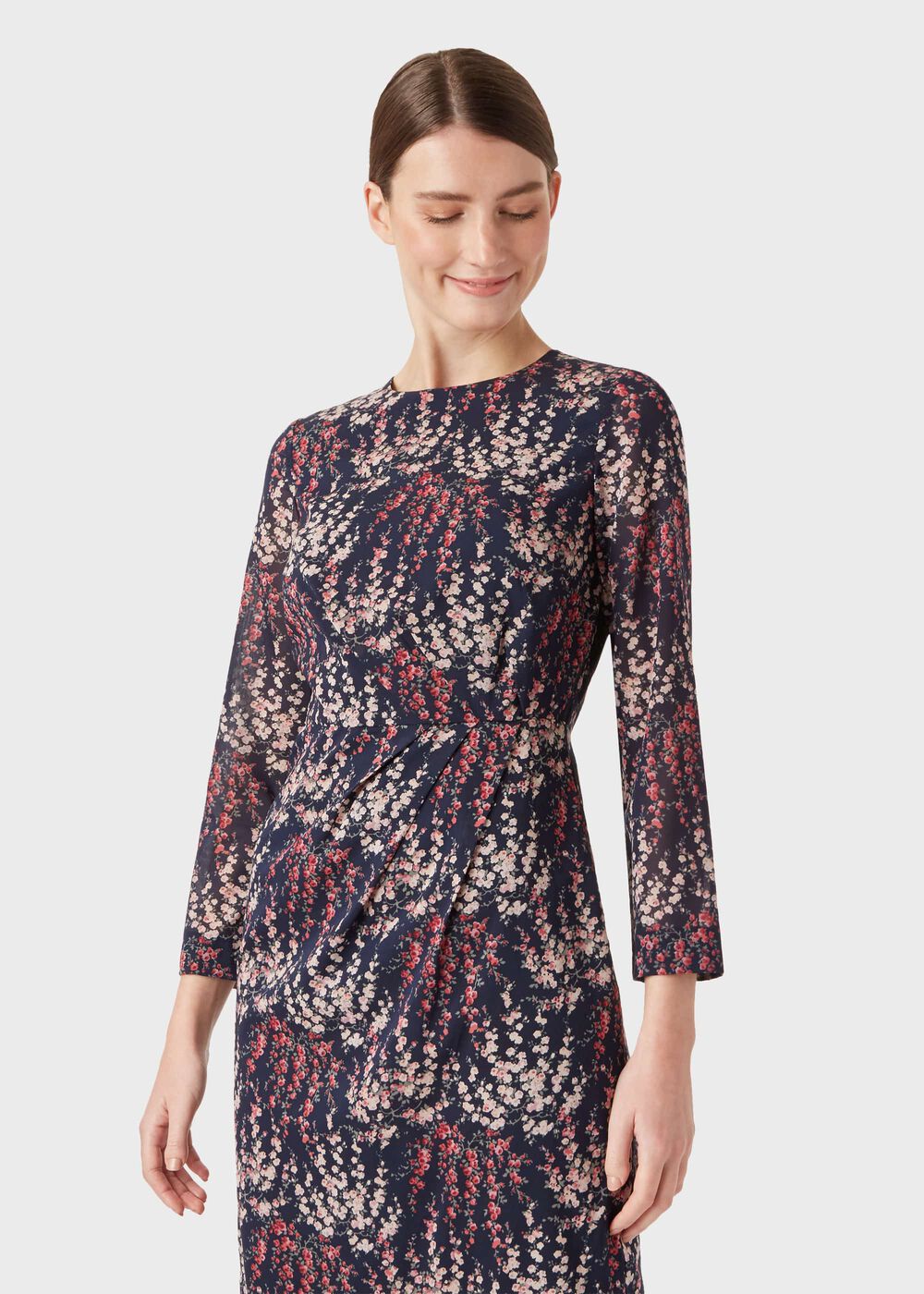  Trina Silk Blend Floral Dress, Midnight Rose, hi-res