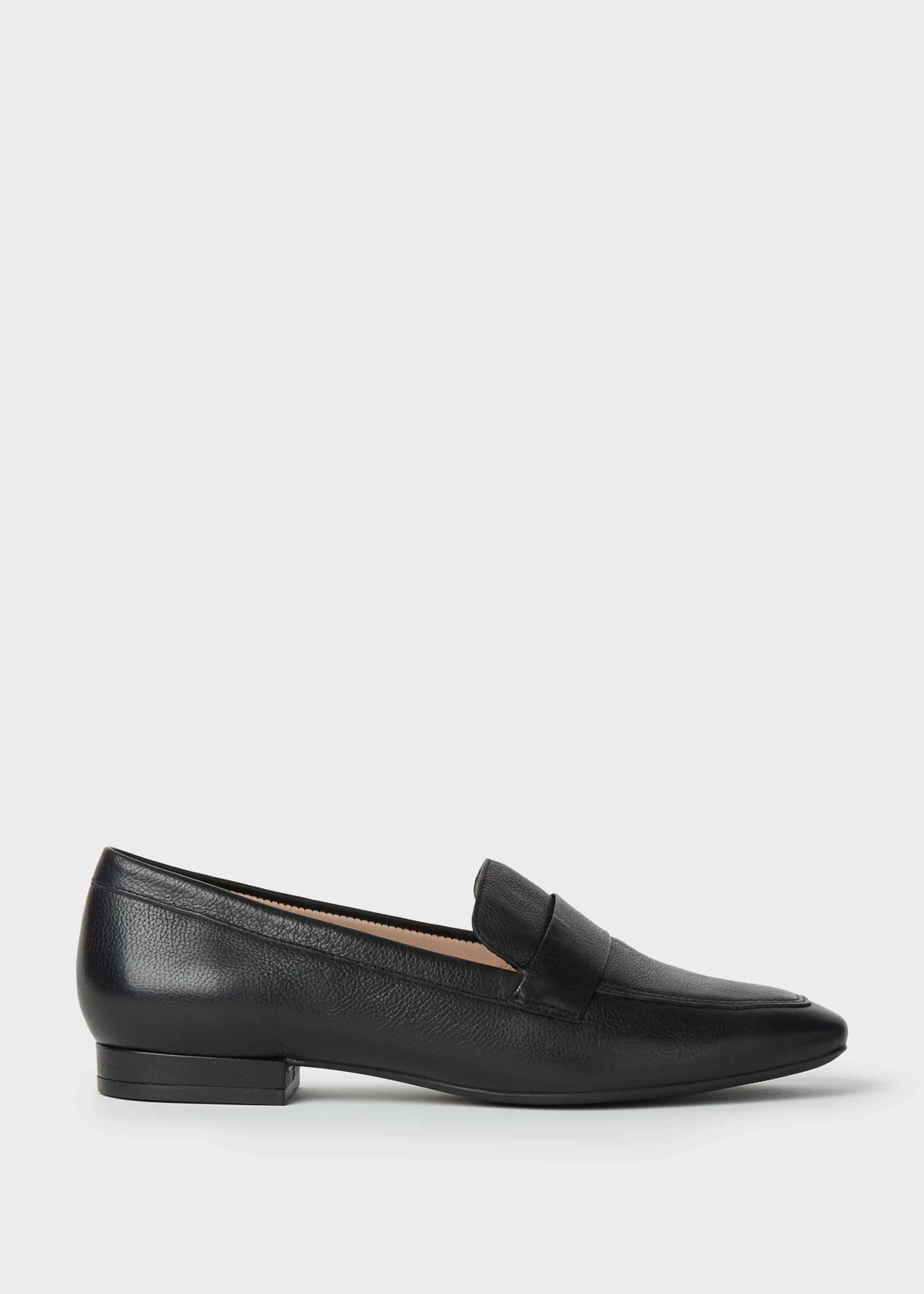 black leather moccasins
