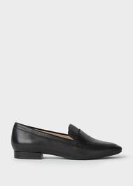 Lucy Leather Moccasins, Black, hi-res