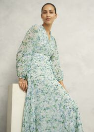 Thea Tie Belted Dress, Sage Green, hi-res