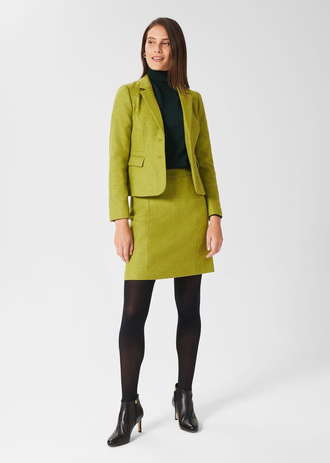 Arianne A Line Wool Skirt, Lime Green, hi-res