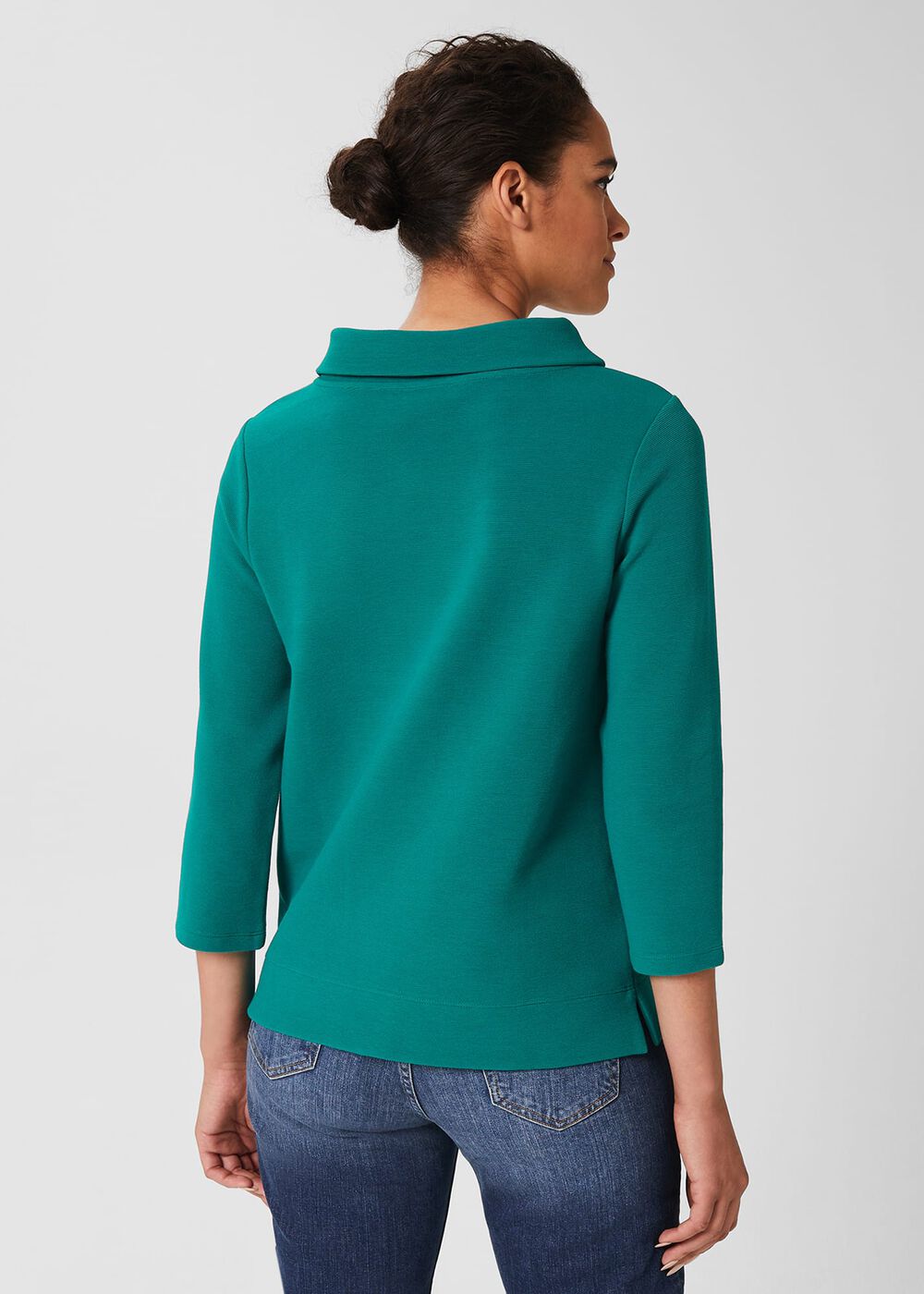 Betsy Textured Top With Cotton , Ocean Green, hi-res