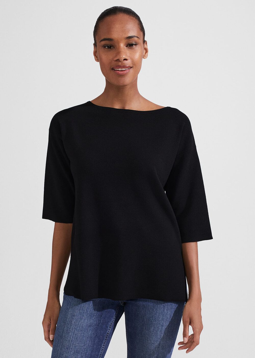 Cora Knitted Top, Black, hi-res