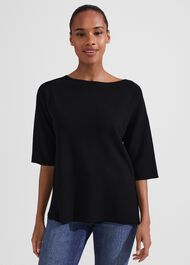Cora Knitted Top, Black, hi-res