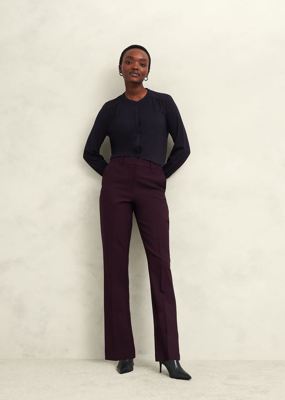 Alana Jersey Blouse, Hobbs Navy, hi-res