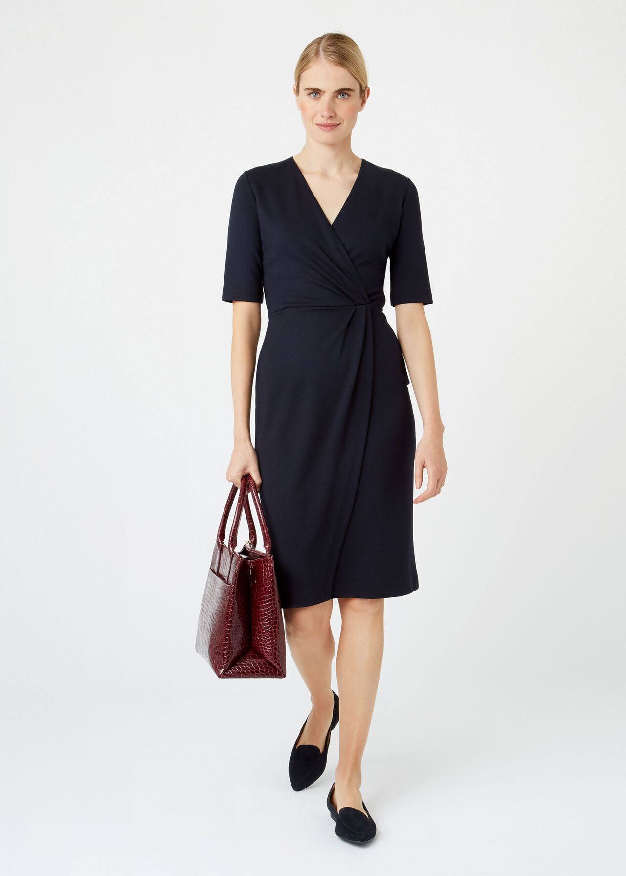 Olive Jersey Dress, Navy, hi-res