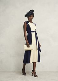 Petite Andrea Colourblock Dress, Navy Cream, hi-res