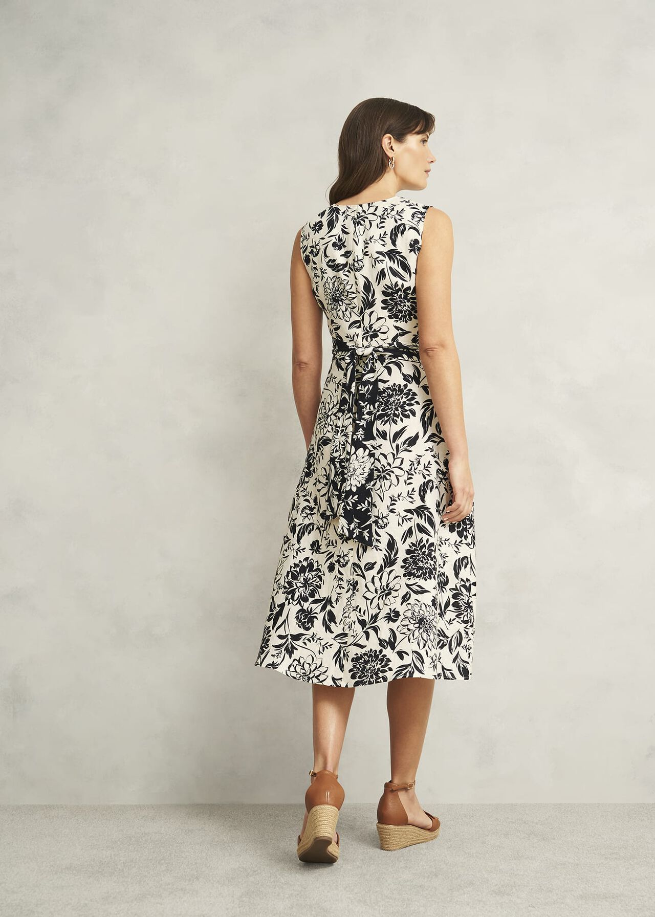 Petite Teagan Linen Dress, Ivory Navy, hi-res