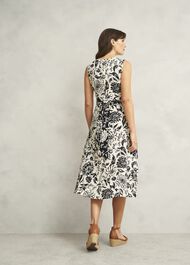 Petite Teagan Linen Dress, Ivory Navy, hi-res
