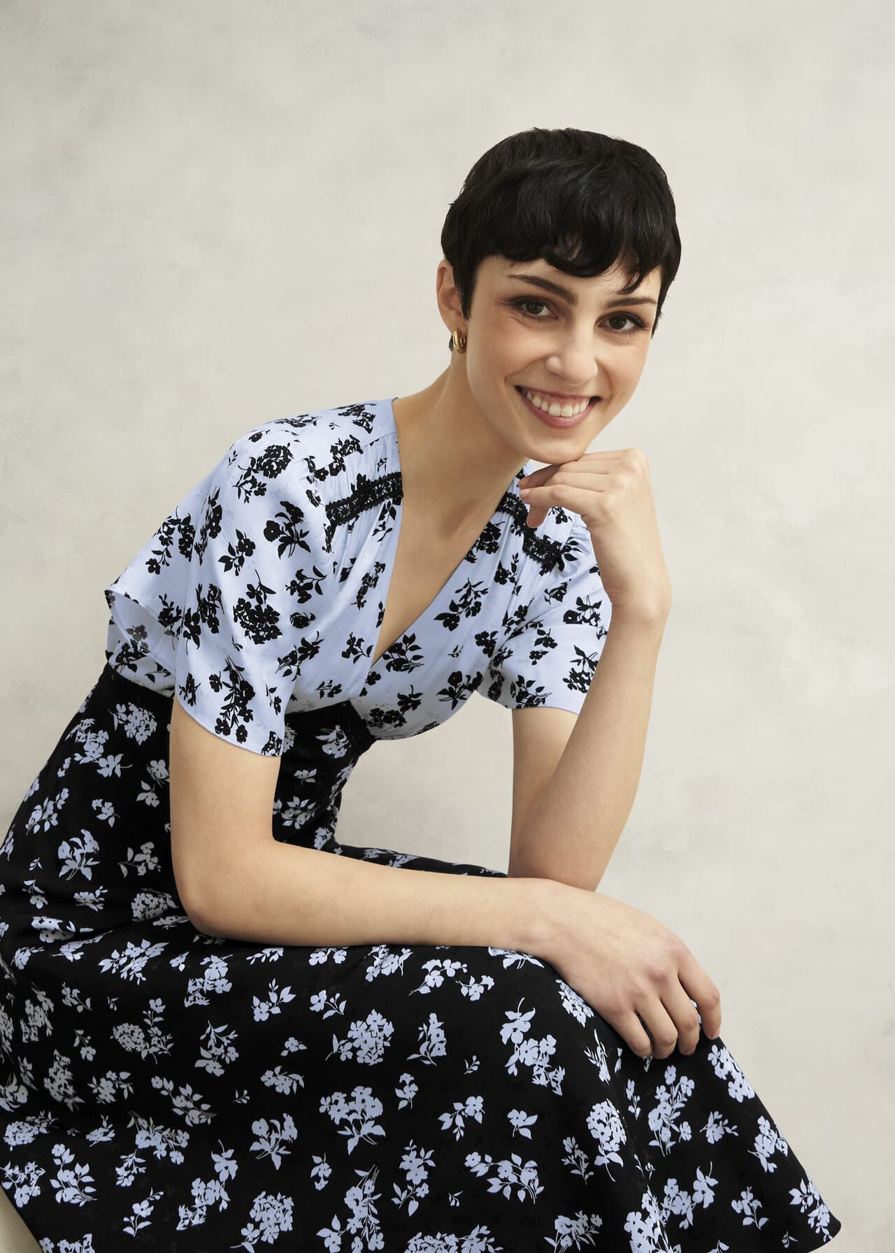 Arlington Tea Dress, Black Blue, hi-res