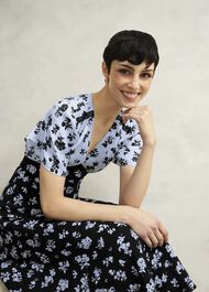 Arlington Tea Dress, Black Blue, hi-res