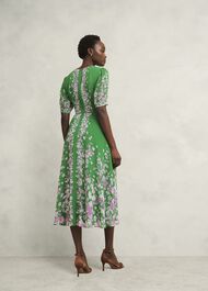 Petite Ana Silk Floral Dress, Green Pink, hi-res