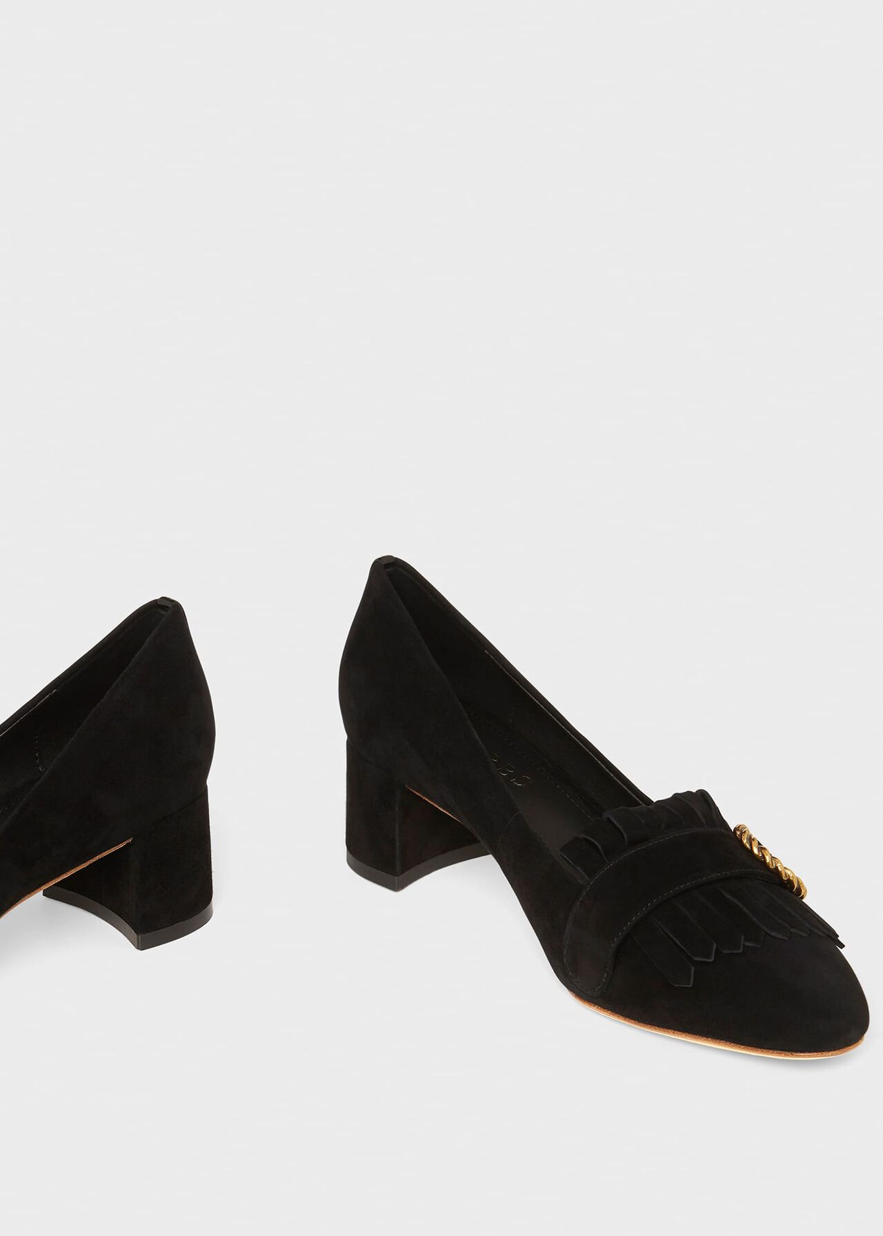 Miriam Suede Court Shoes, Black, hi-res
