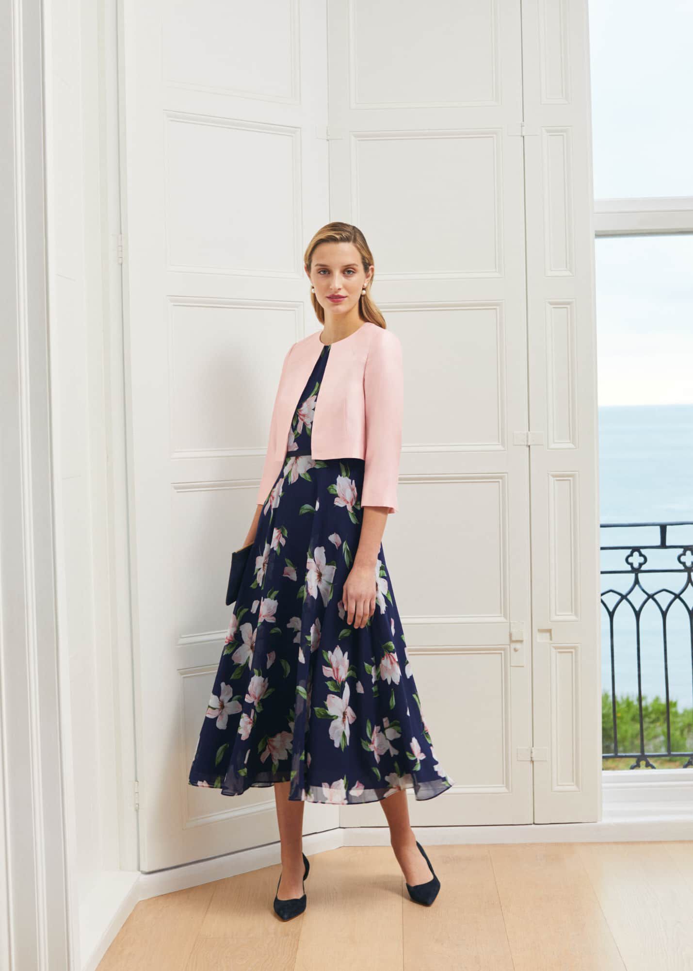 Hobbs navy blue skirt online