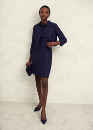 Prisha Sequin Tweed Dress, Midnight Navy, hi-res