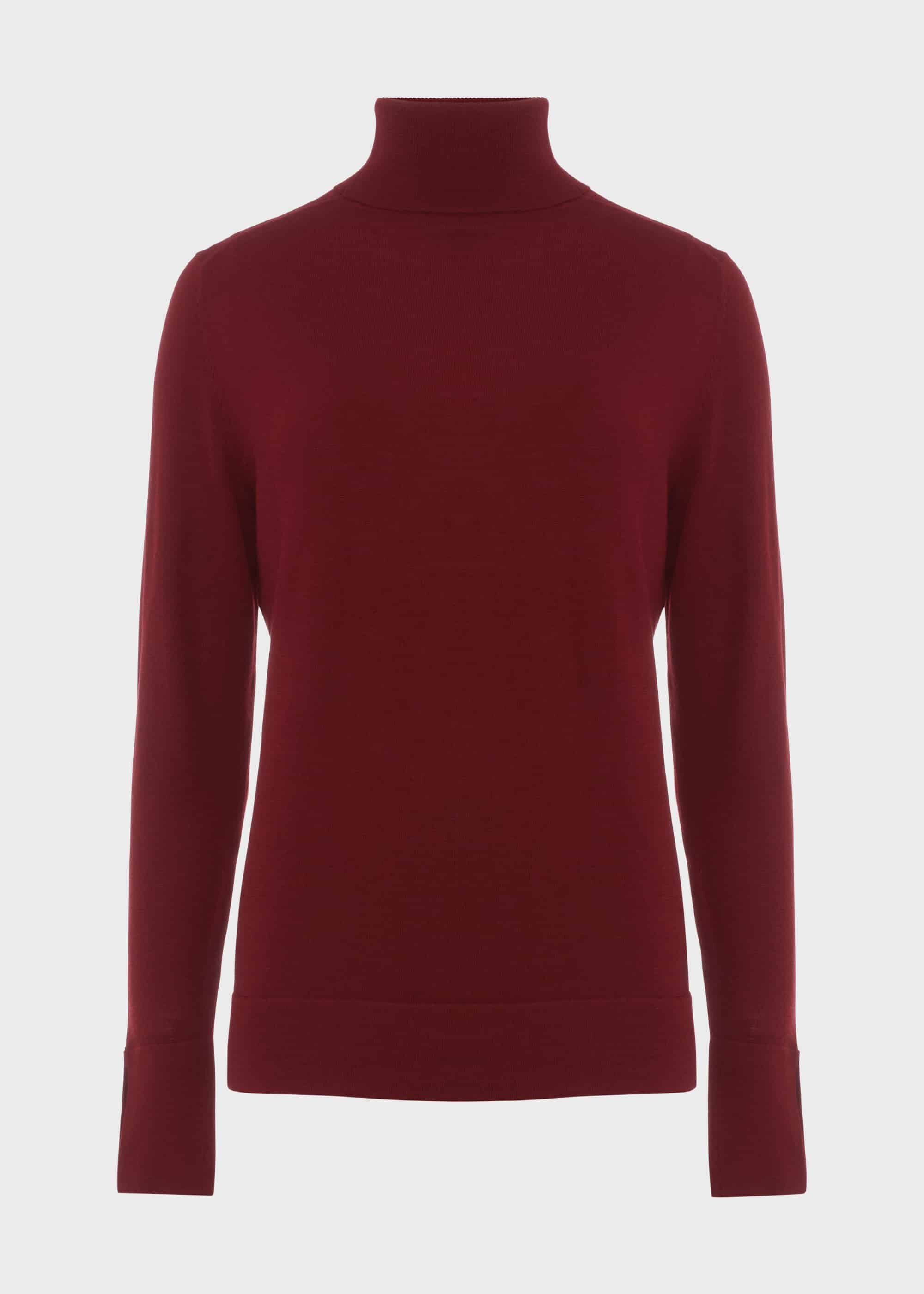 red polar neck jumper