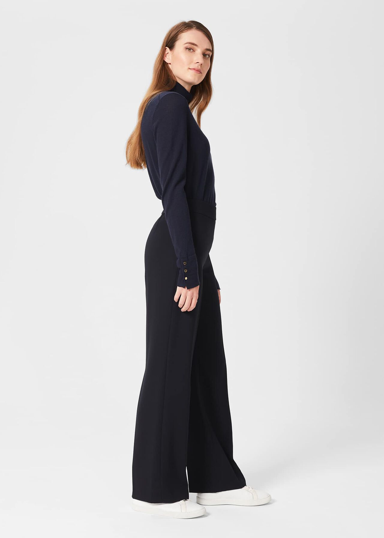 Abigail Wide Trousers, Navy, hi-res