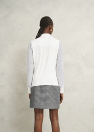 Ivory Tarini Tie Neck Long Sleeve Top, Ivory, hi-res