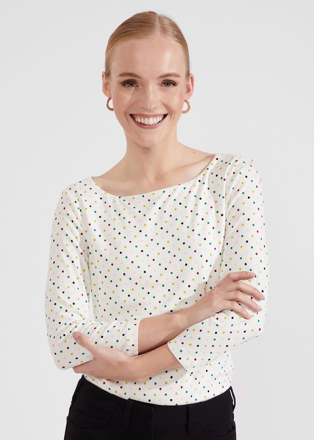 Sonya Printed Top, Multi Spot, hi-res