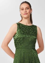 Adaline Jacquard Fit And Flare Dress, Fern Green, hi-res