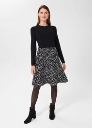 Gill Knitted Dress, Navy Ivory, hi-res