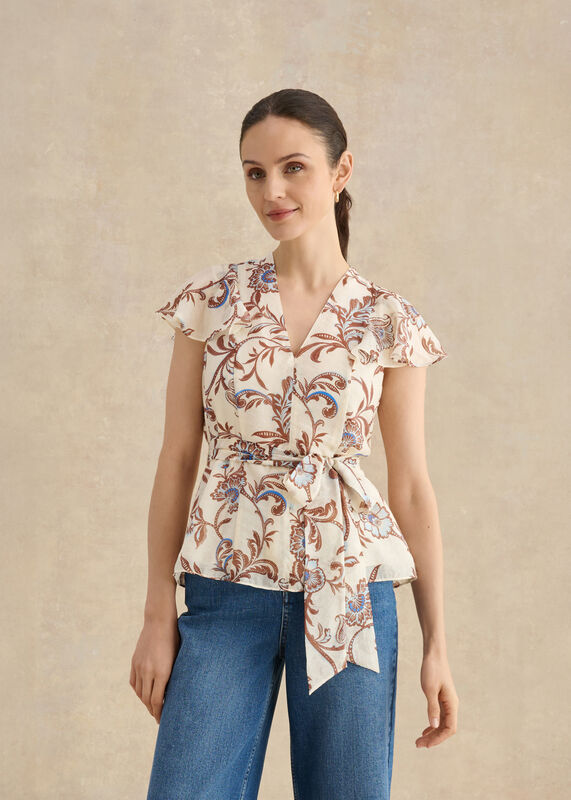 Gabriella Paisley Frill Sleeve Top