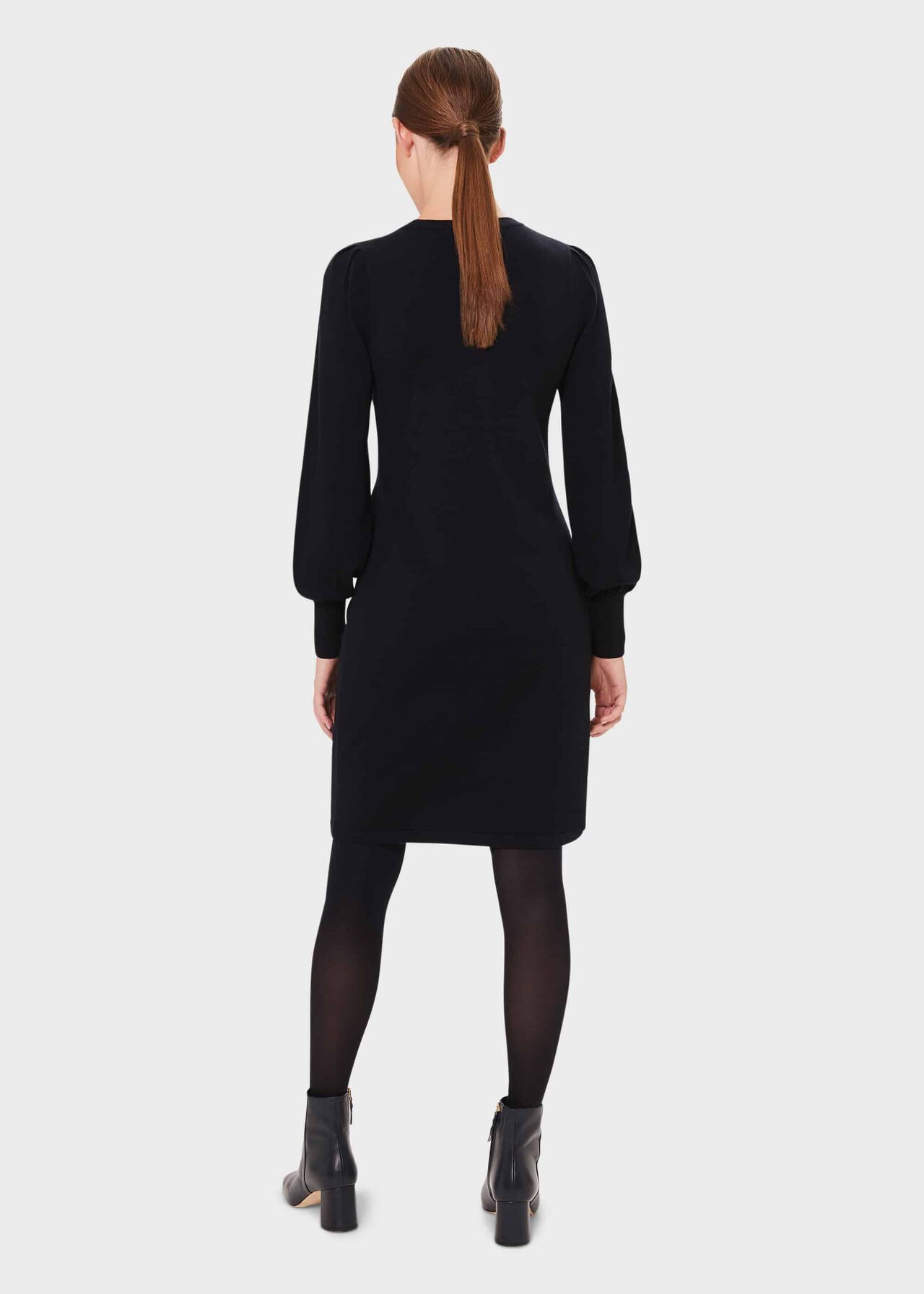 Afia Wool Blend Knitted Dress, Navy, hi-res