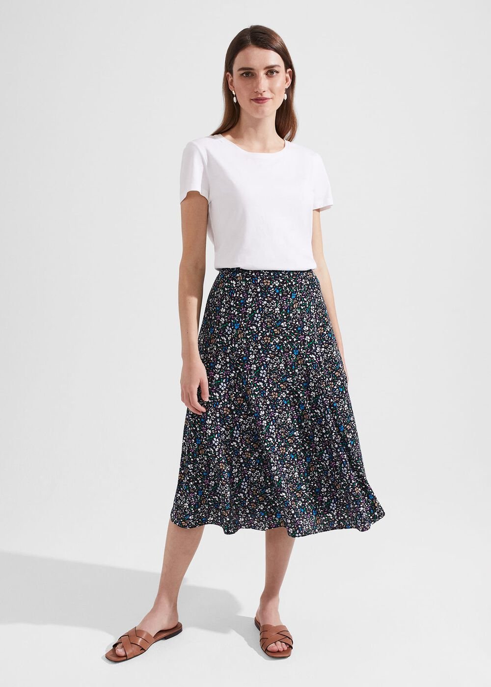 Anika Midi Skirt, Navy Multi, hi-res