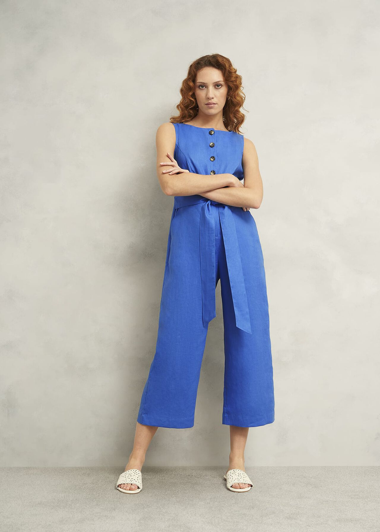 Petite Melissa Linen Jumpsuit, French Blue, hi-res