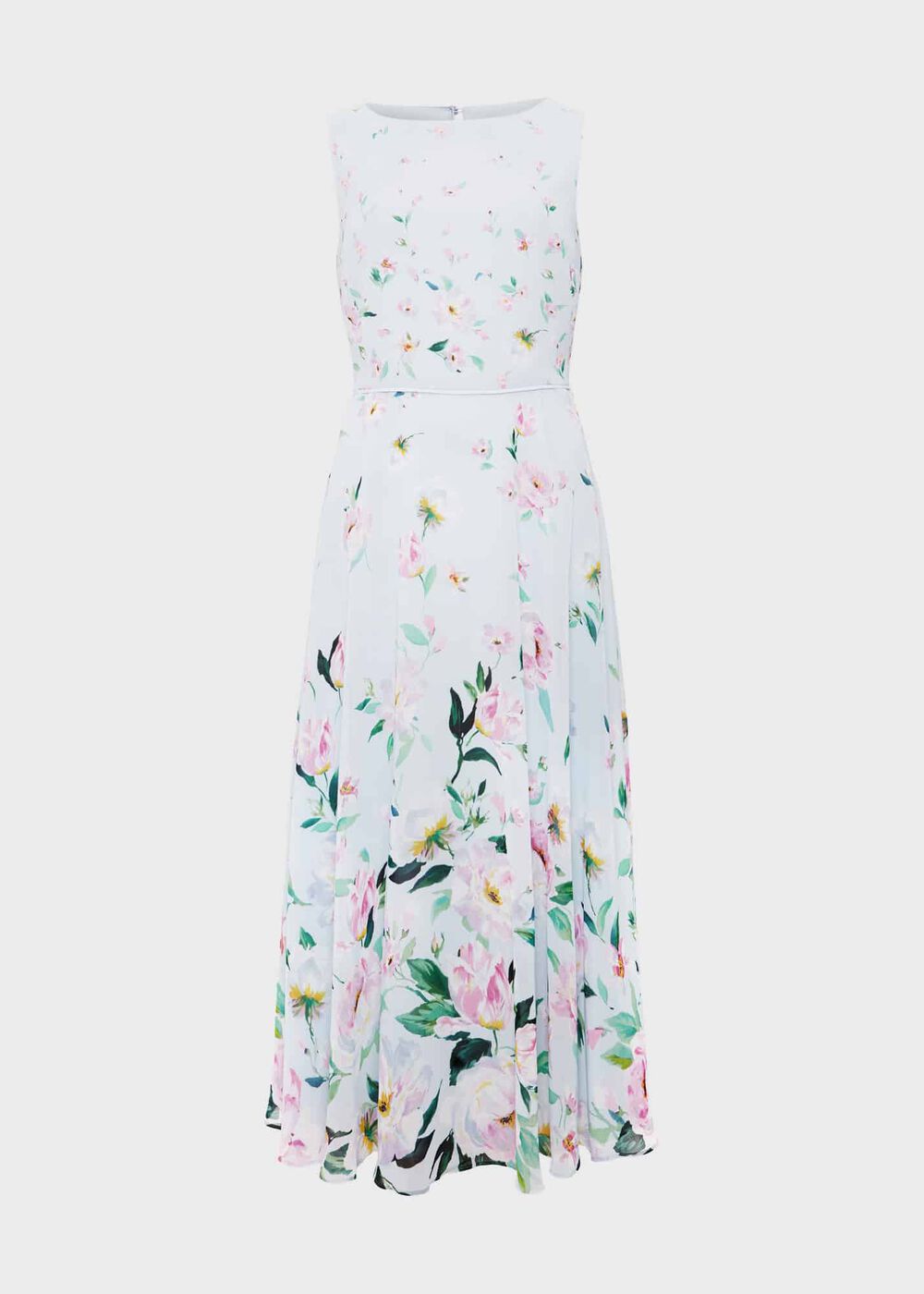 Carly Floral Midi Dress, Pale Blue Multi, hi-res