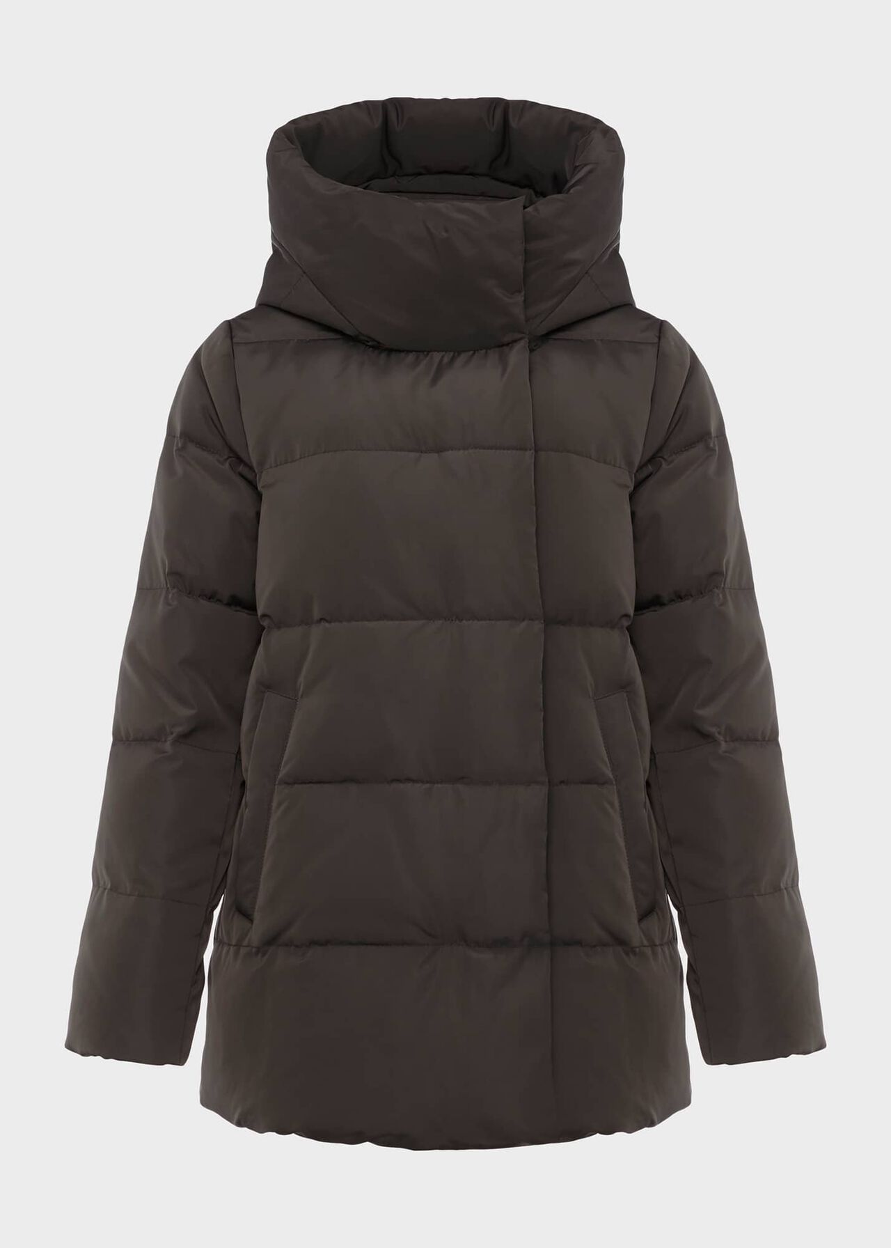 Short Heather Water Resistant Puffer Jacket, Dark Charcoal, hi-res