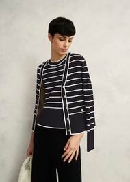 Navy Belmont Striped Knitted Vest Top, Black Cream, hi-res