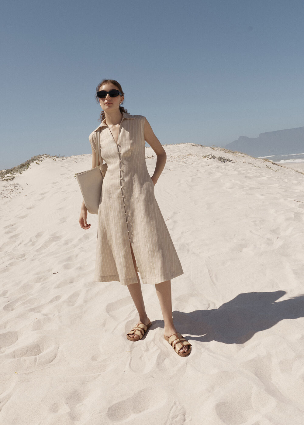 Hobbs Charlize Linen Dress Neutral Size 6