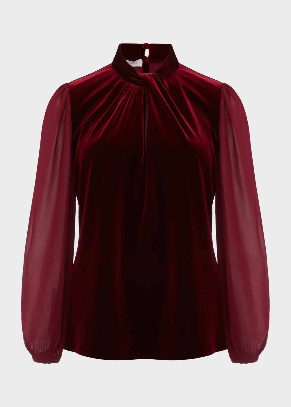 Faye Velvet Top, Deep Red, hi-res