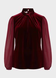 Faye Velvet Top, Deep Red, hi-res